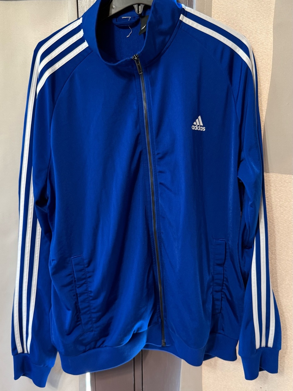 adidas Royal Blue Zip-Up Track Jacket with White Stripes